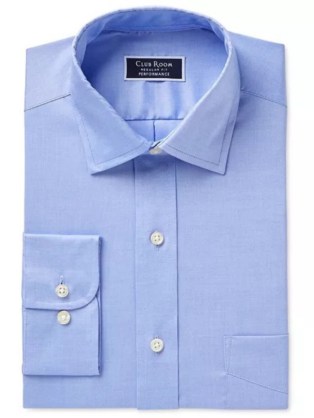 NWT Club Room Performance Pinpoint Dress Shirt Stretch Long Slv Blue 18.5 34/35